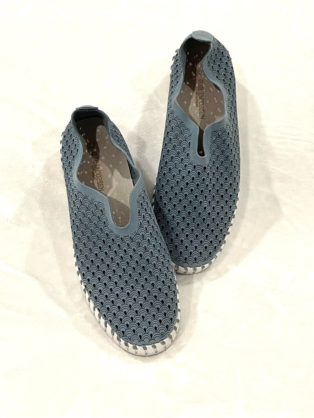 Ilse Jacobsen Hornbæk Tulip Blue Laser Cut Slip-On Shoes EU 38 US 7.5/8